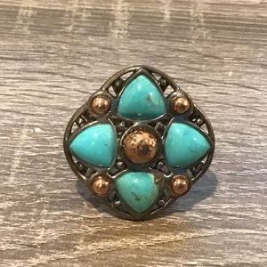 Vintage Studio Barse Sterling Silver & Turquoise Ring with Copper Accents Sz 10